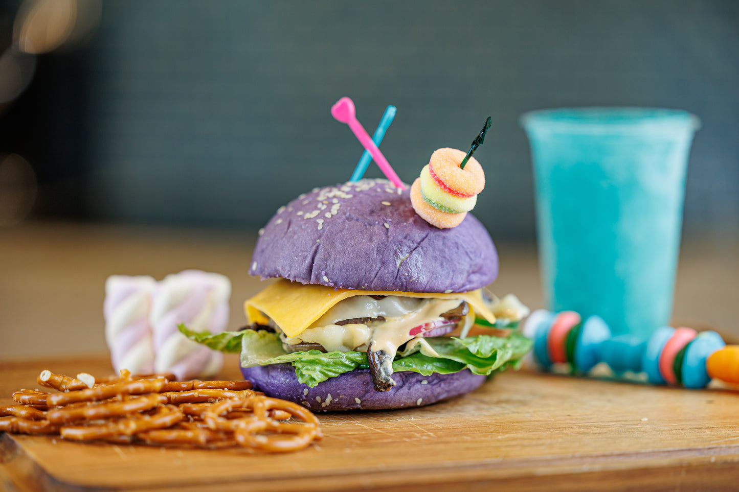 Purple Bun Fun Burger